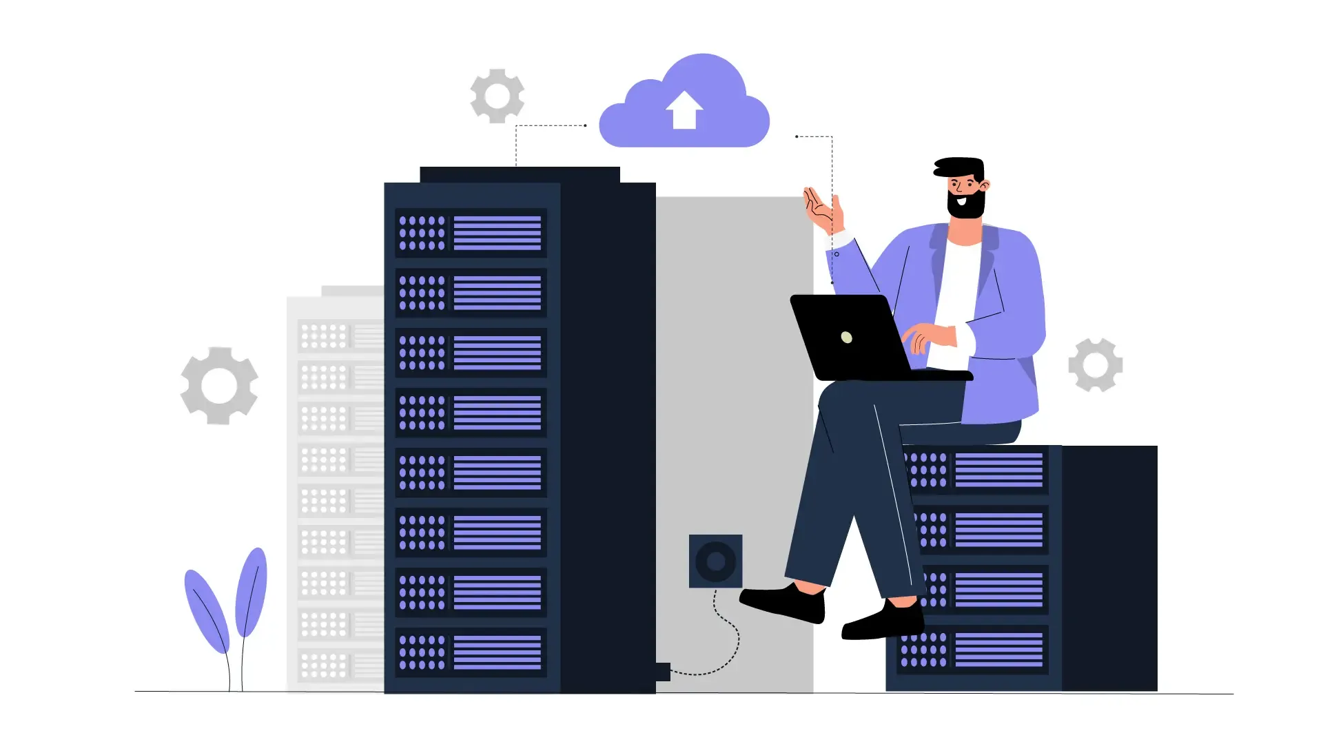 Database Operations 2D Character Illustration of Data Engineer in Server Room